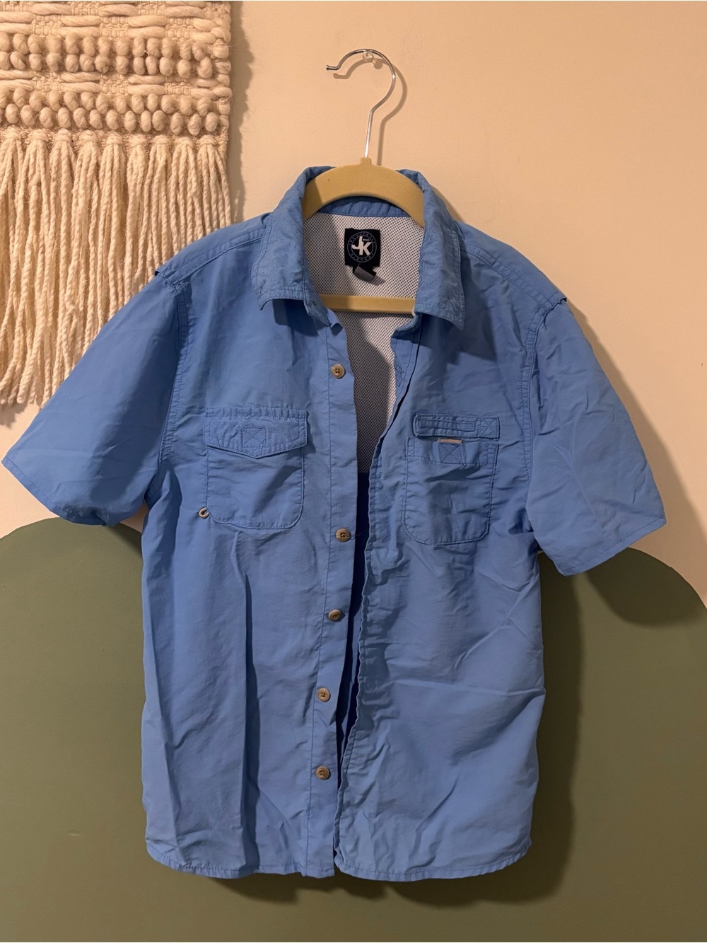 J. Khaki Light Blue Short-Sleeve Button-Down Shirt for Kids